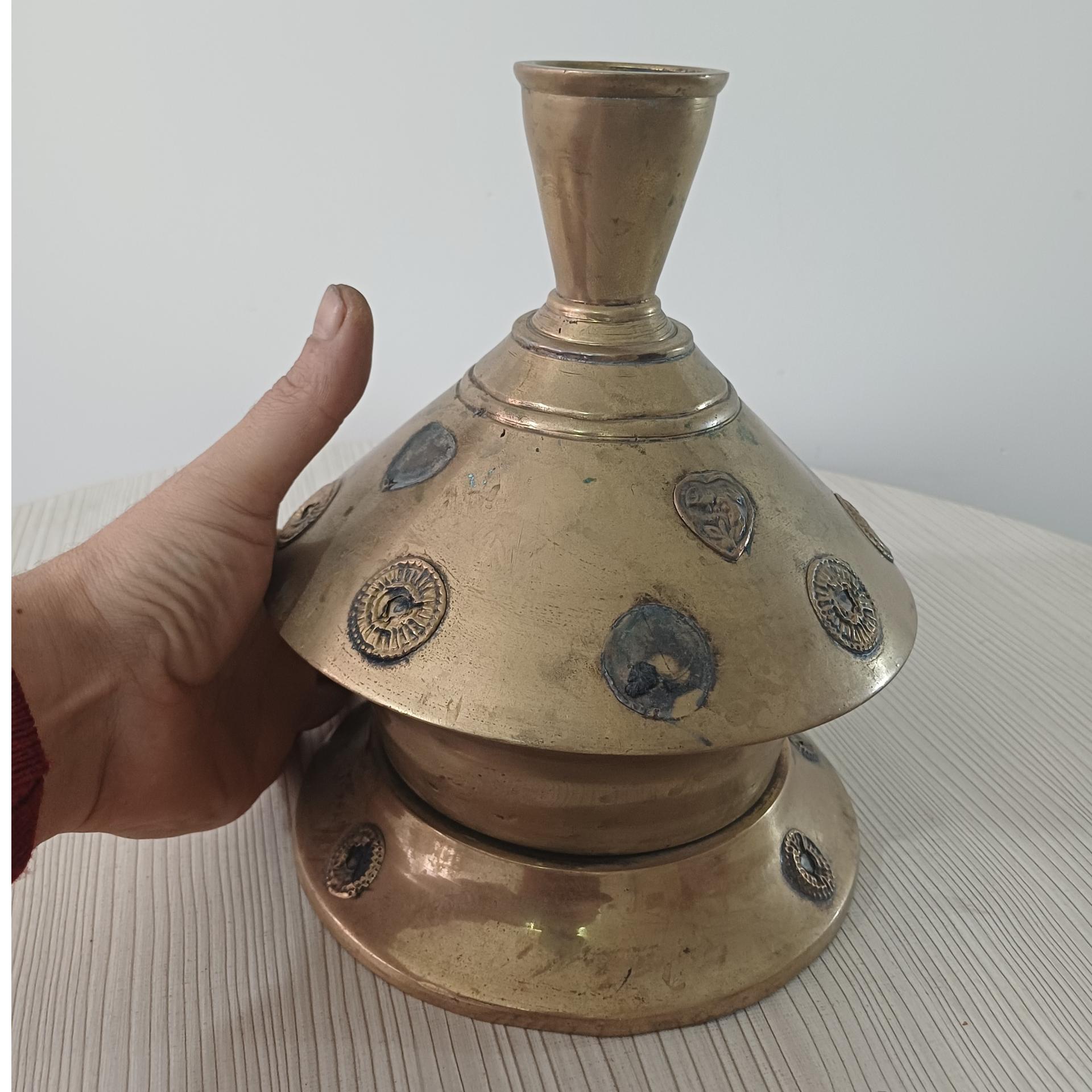 تنگ چلیم برنزی پایه گردون بزرگ و سنگین