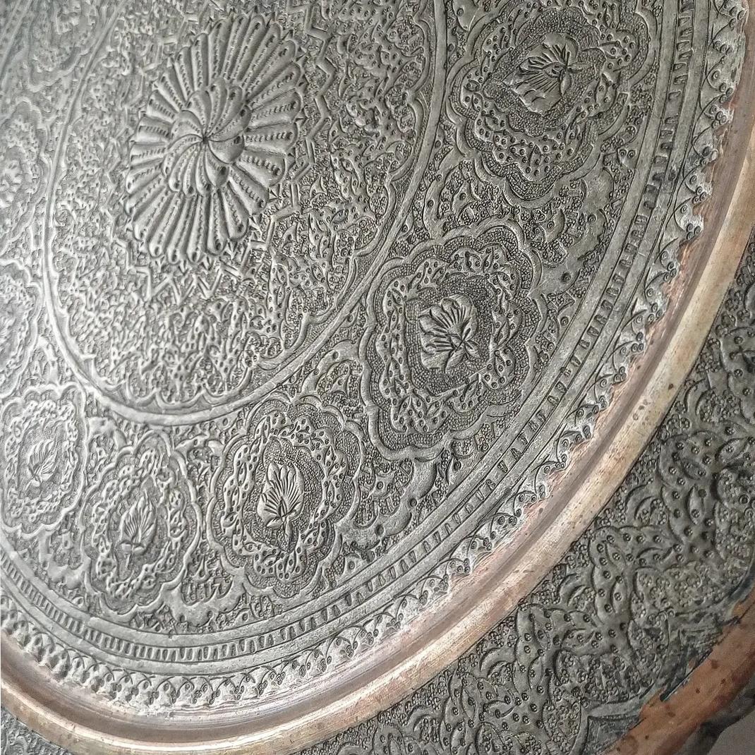سینی دیوارکوب مسی کهنه پهلوی
