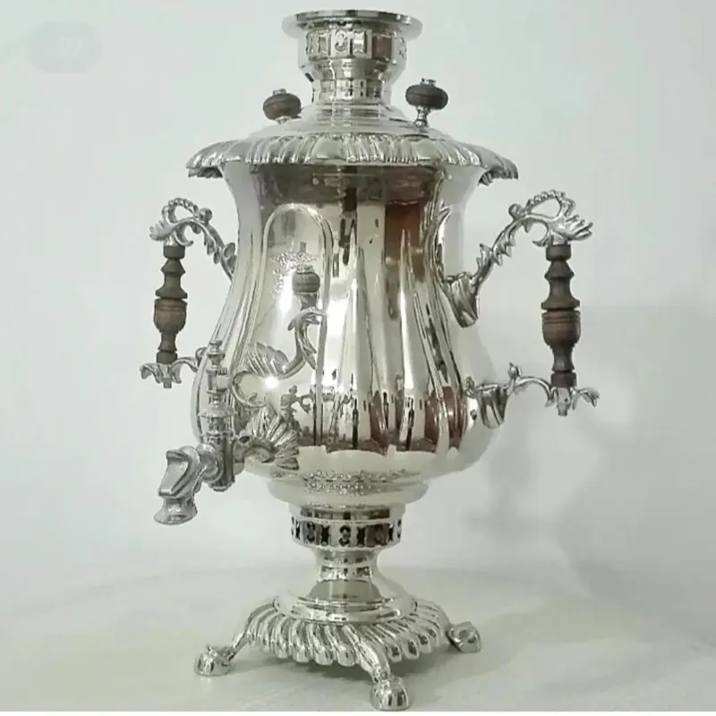 سماور 8لیتر زغالی سنگین وزن تراشدار7کیلو