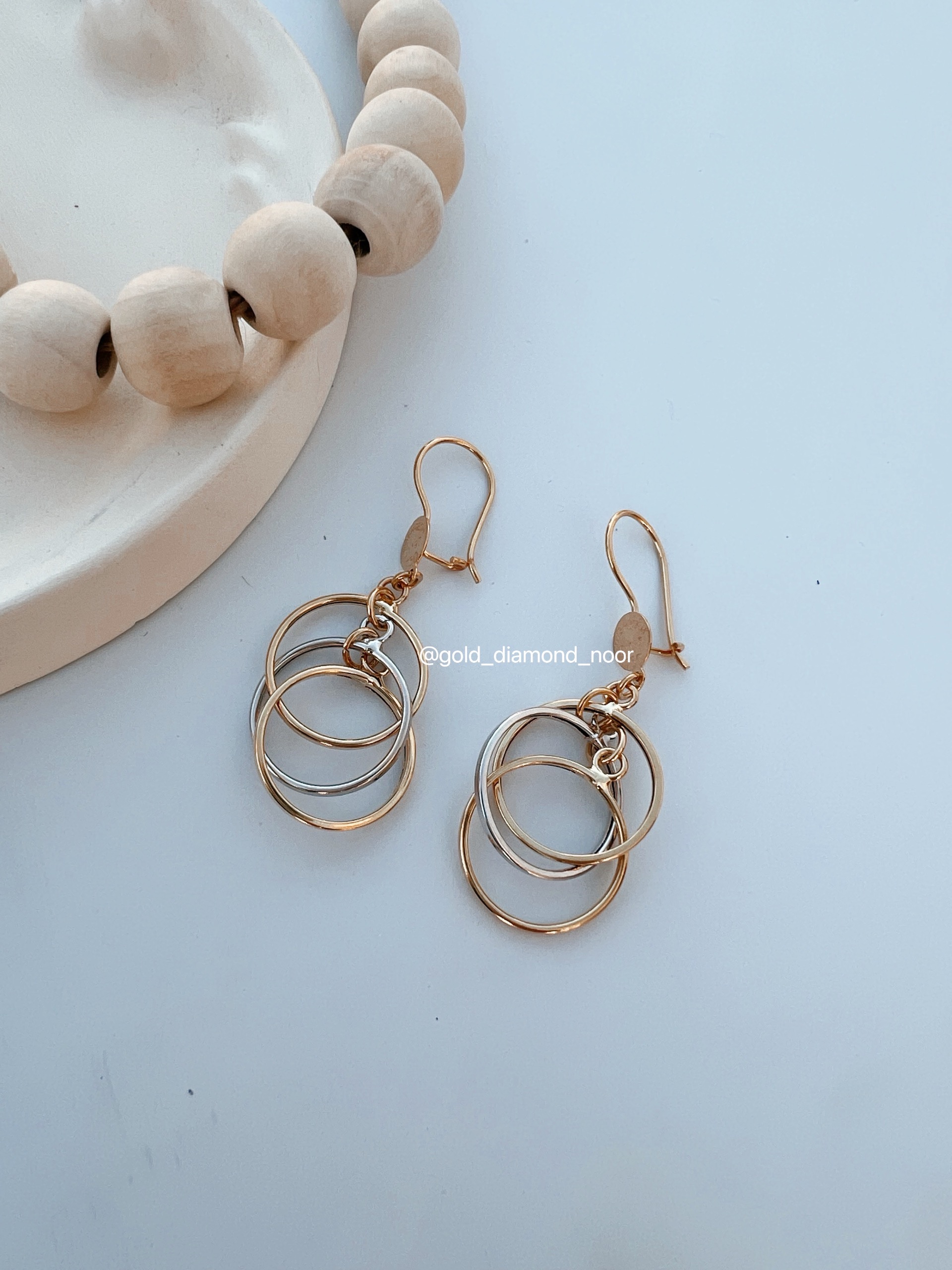 گوشواره طلای زنانه طرح سه دایره