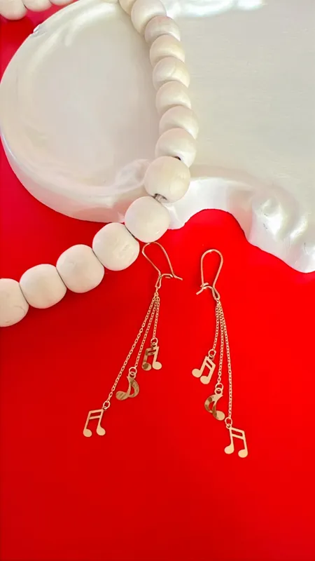 گوشواره طلای آویز مدل موزیک