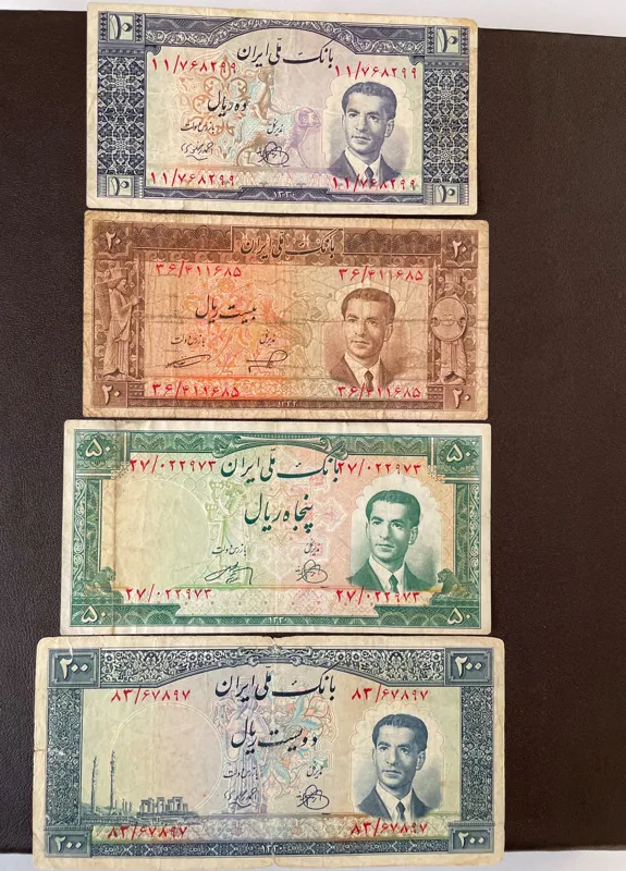 4 قطعه اسکناس کارکرده محمدرضا