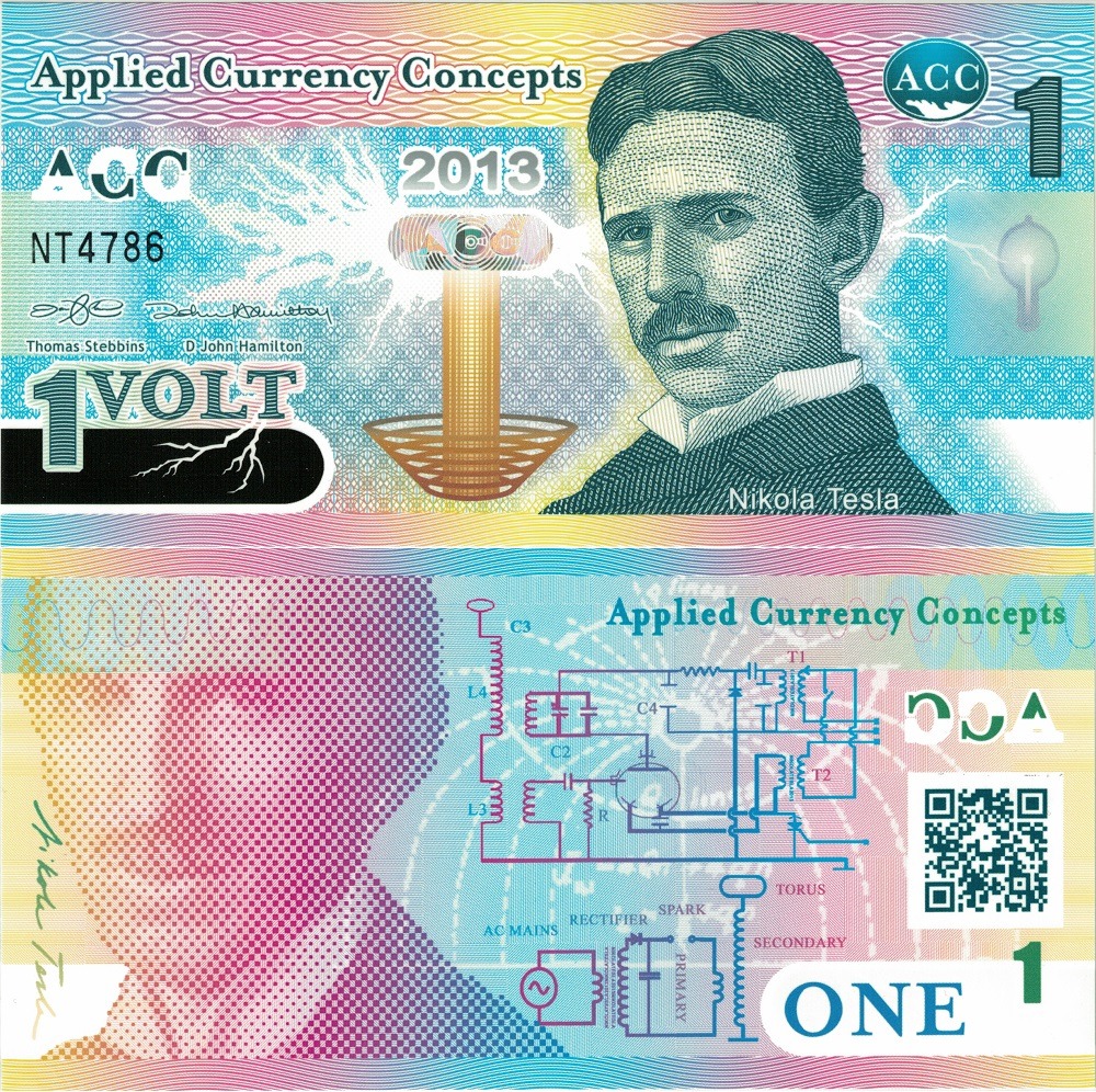 اسکناس یادبودی صربستان با تصویر نیکولای تسلا