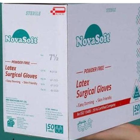 دستکش جراحی بدون پودر سایز 6/5 بسته 50 جفتی