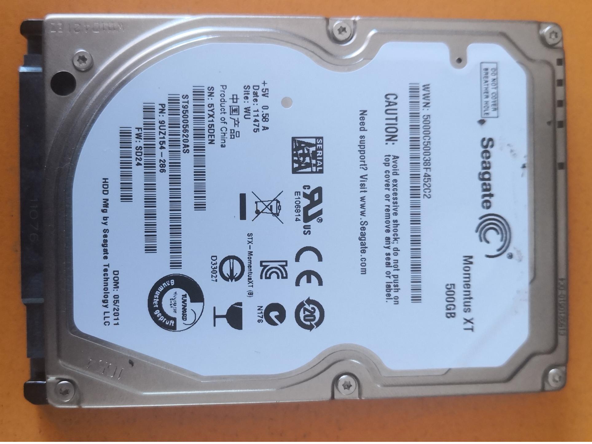 هارد لپ تاپ 500GB برند Seagate