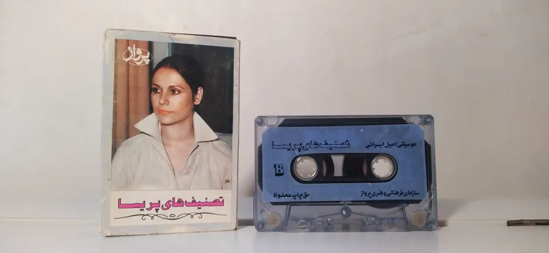 نوار کاست قدیمی و جلد مقوایی تصنیف های پریسا