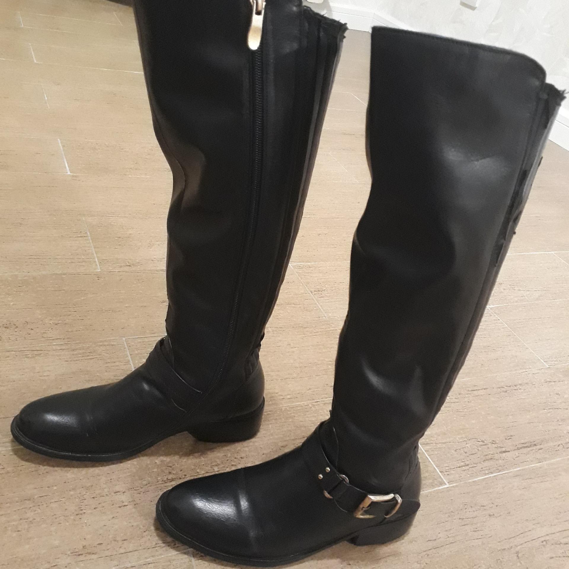 بوت چرمی مشکی بلند زنانه/بغل زیپ/سایز 36