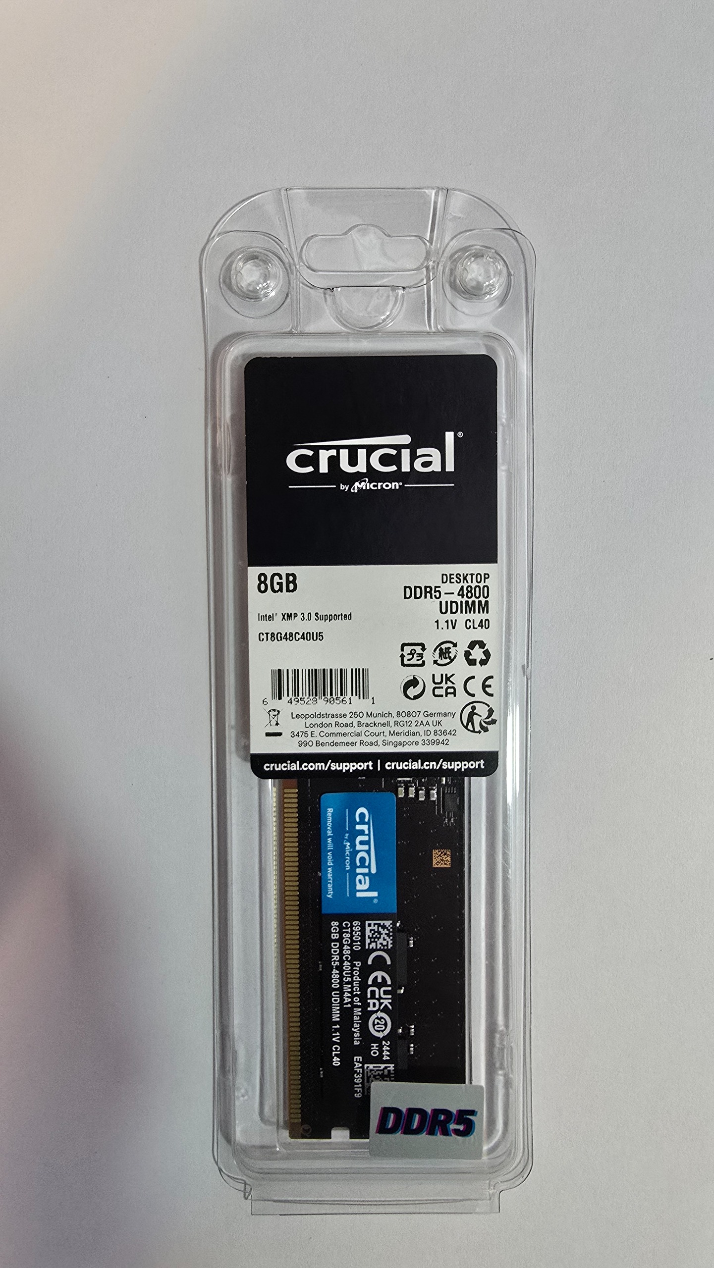 رم DDR5 تک کاناله 4800 CL40 کروشیال 8 گیگابایت