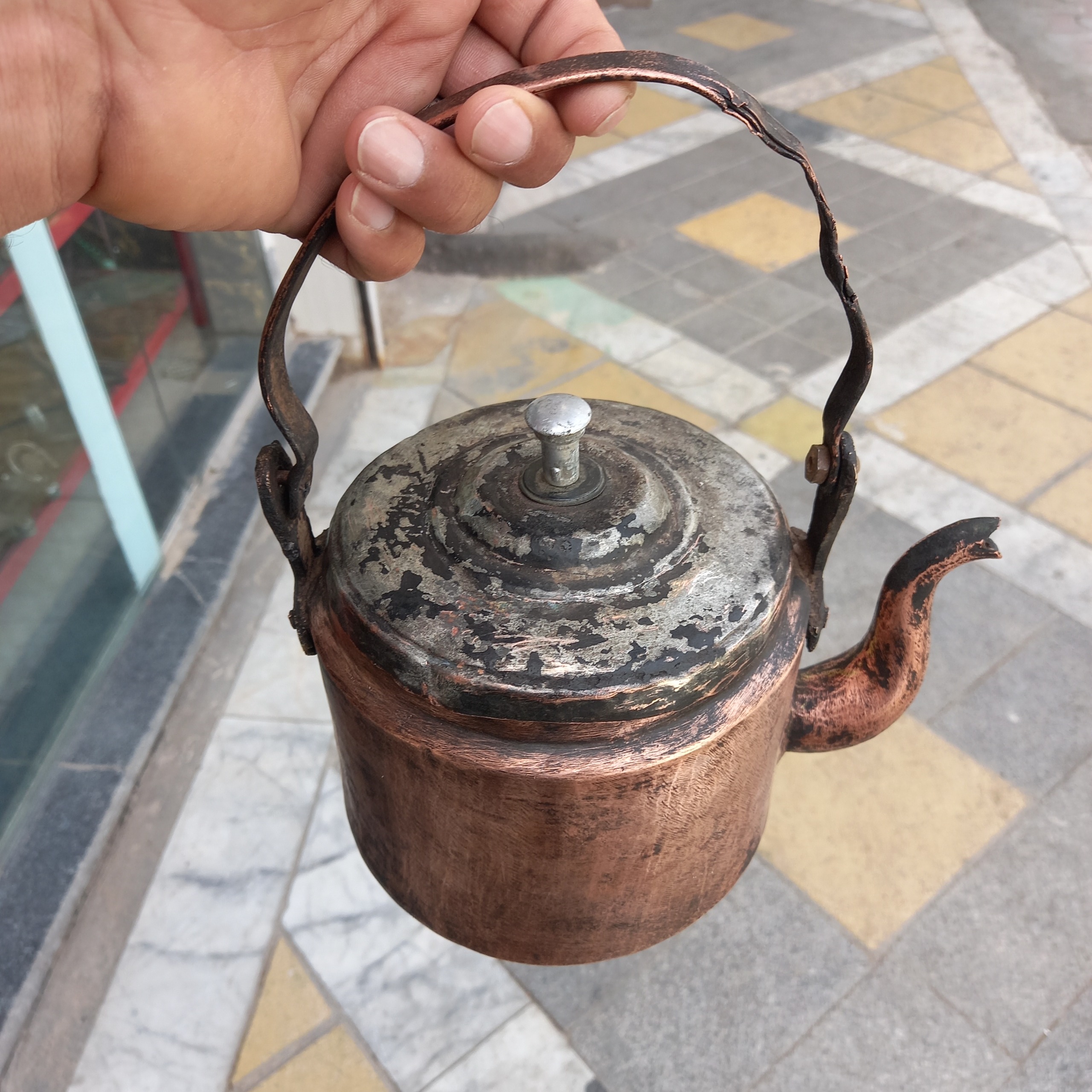 کتری مسی جوندار قدیمی