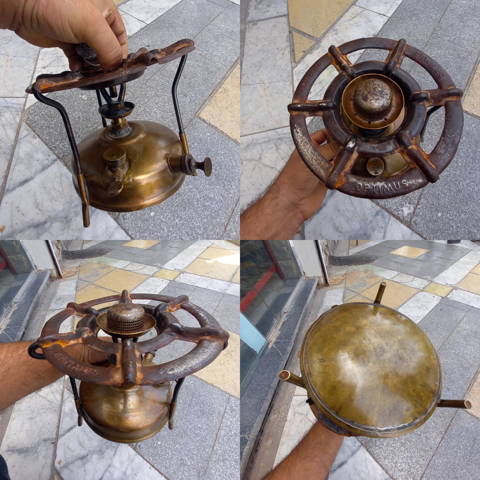 چراغ3پایه خوراکپزی برنجی قدیمی
