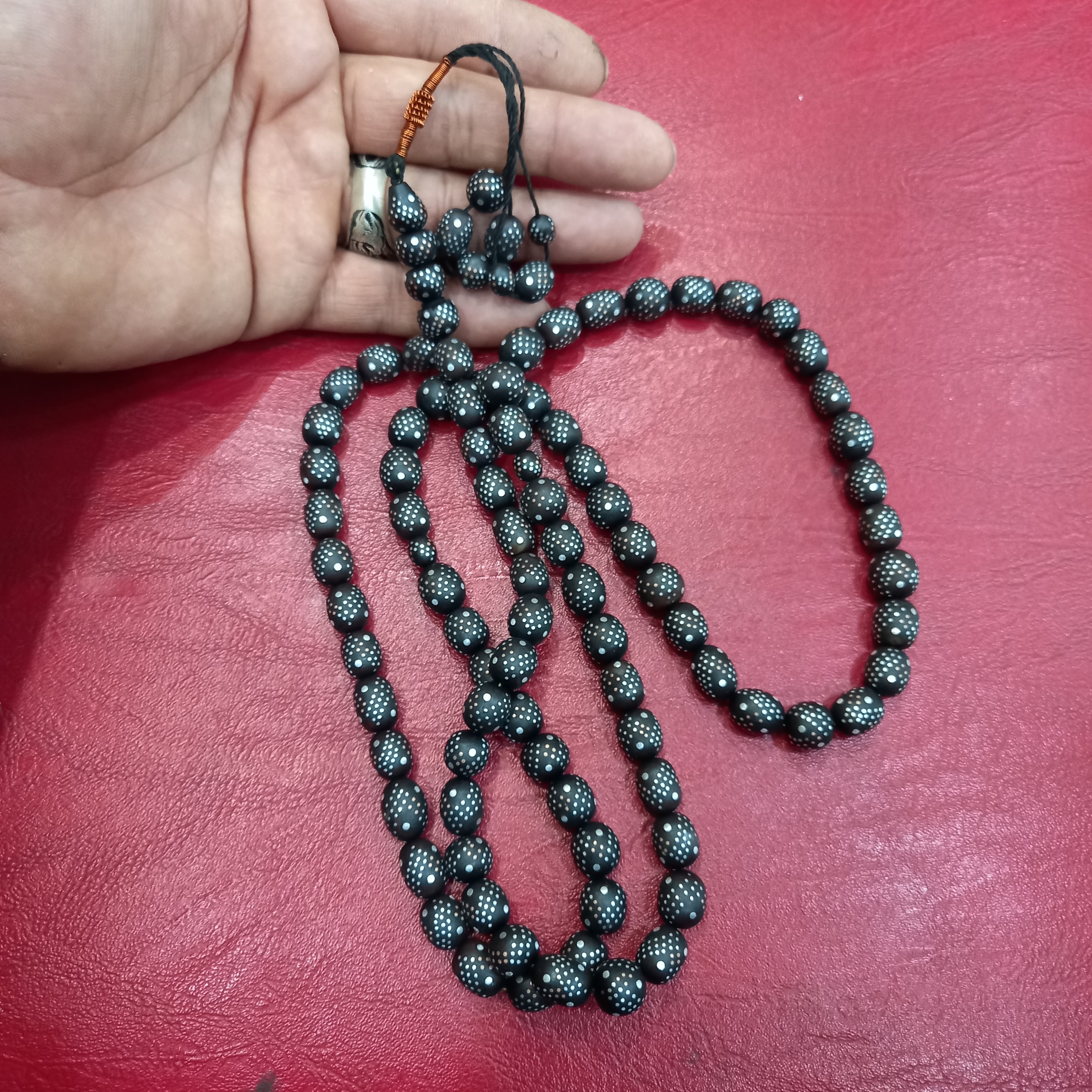تسبیح بزرگ خرما نقره کوب