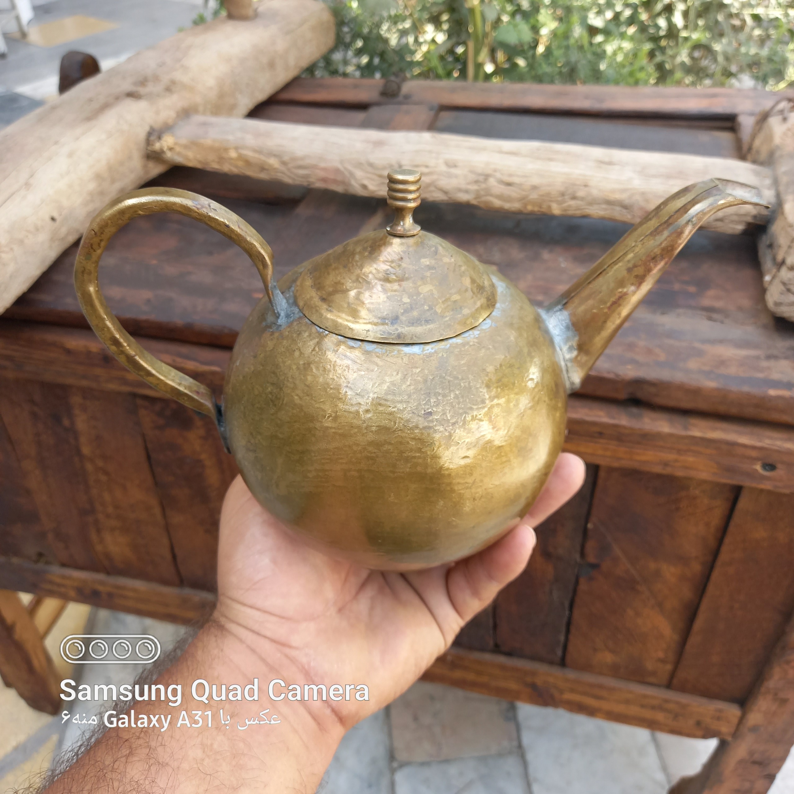 قوری برنجی چکشی بکرجوندار قدیمی