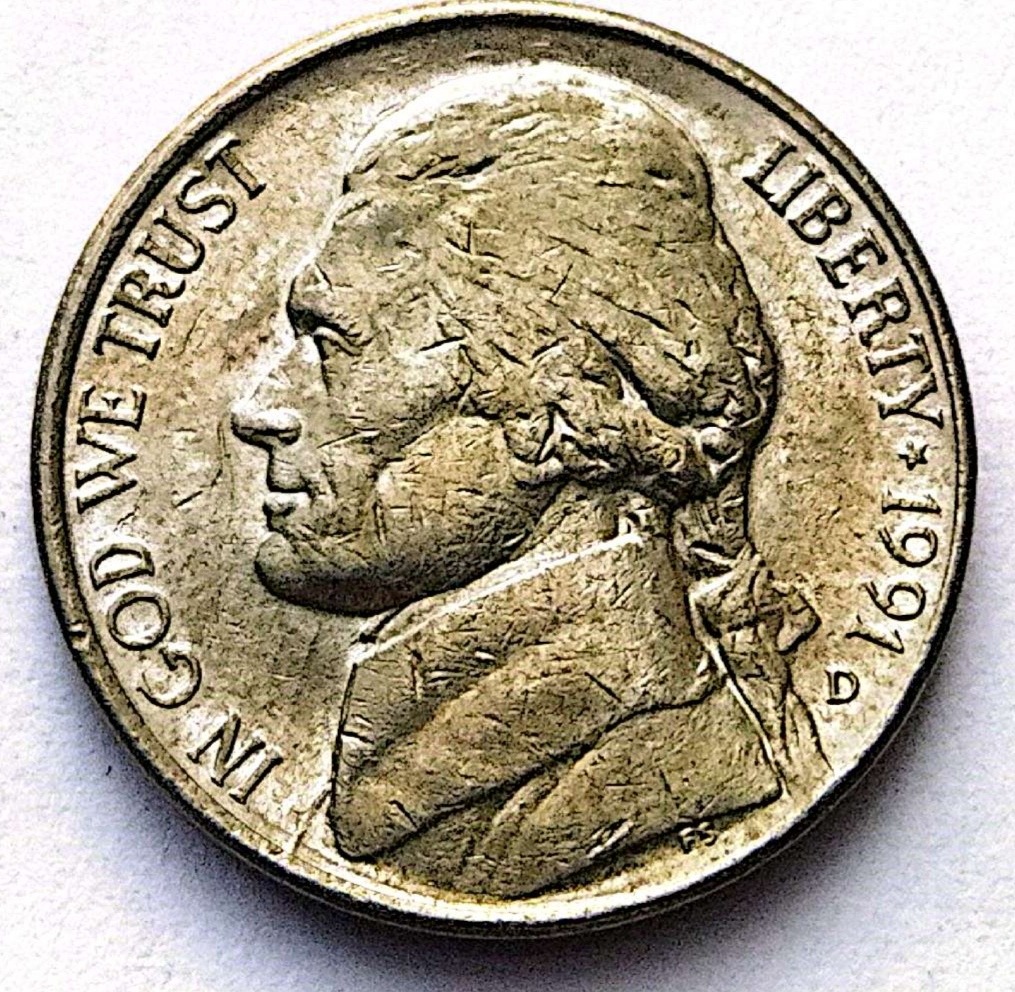 سکه5سنت آمریکا 1991(1654)