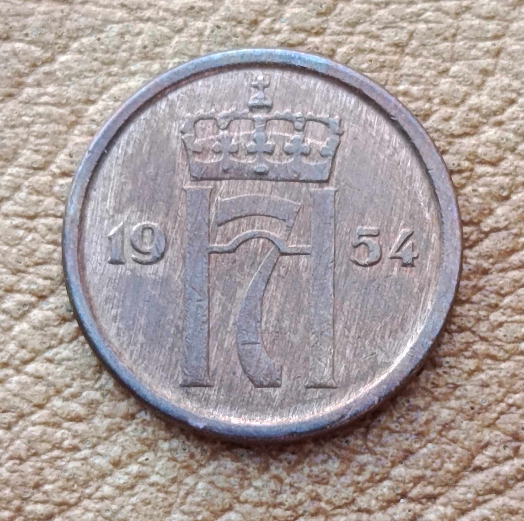 سکه 1 اوره نروژنایاب 1954 (کد2717)