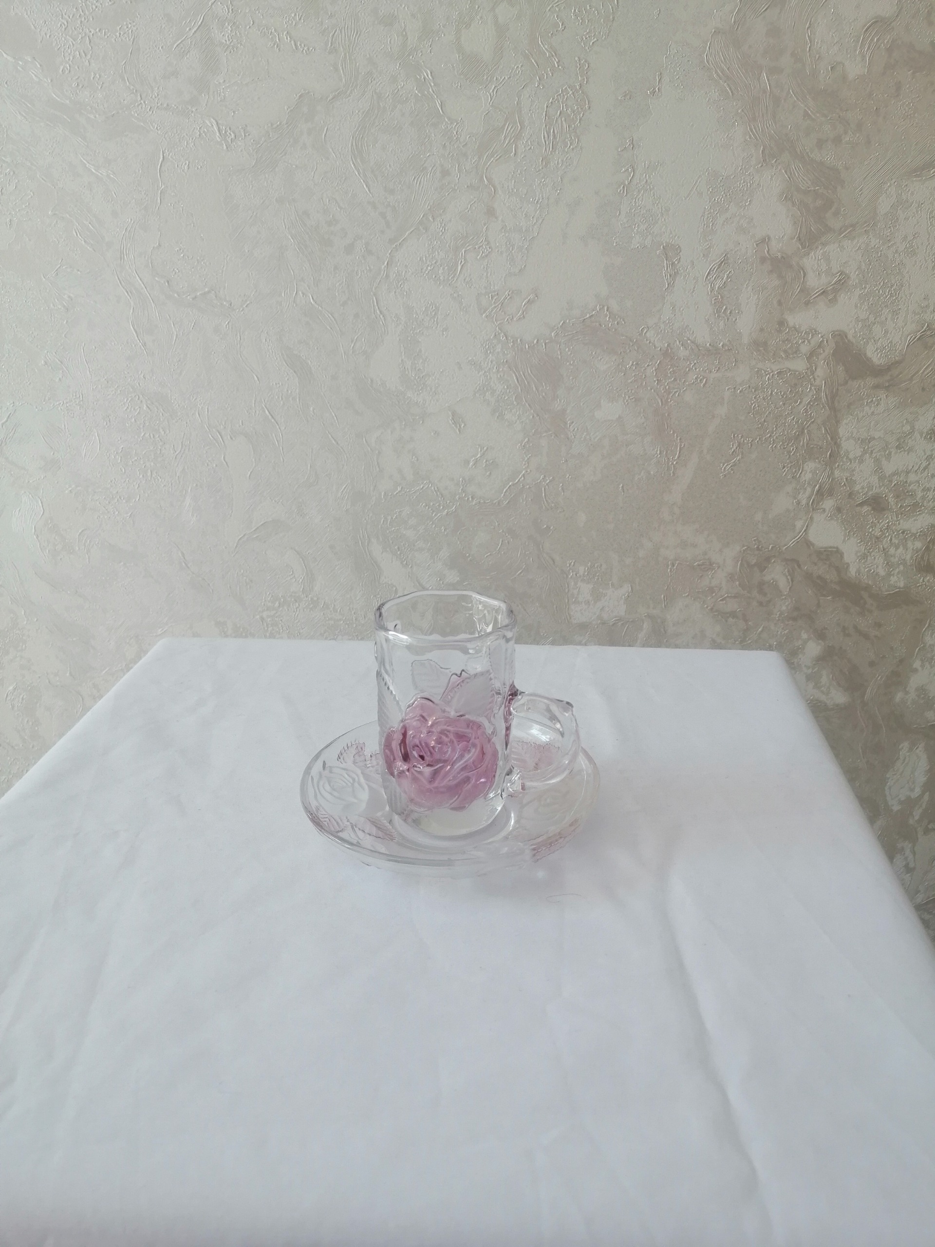 استکان نعلبکی ژاپنی گل برجسته