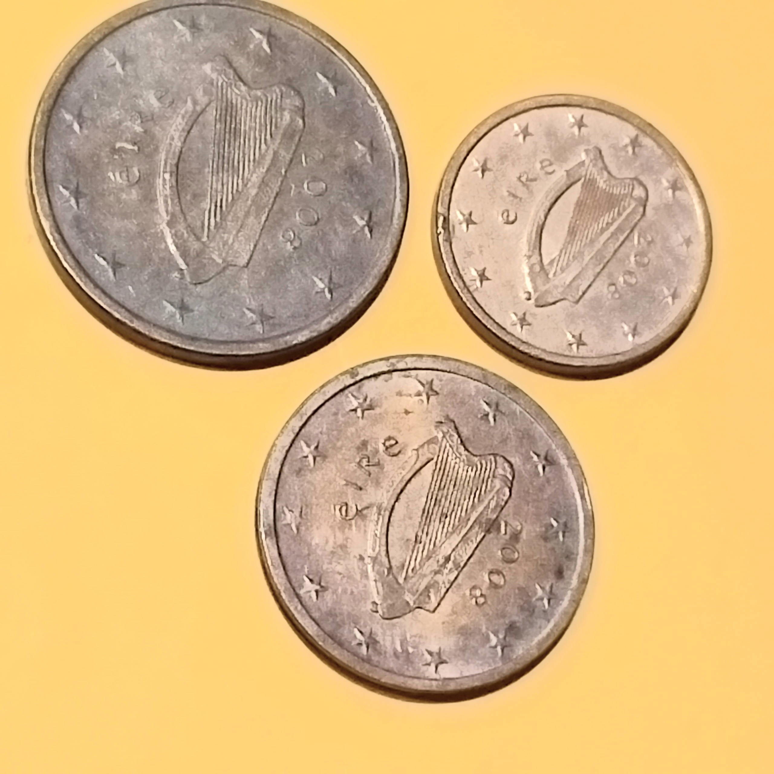 سکه ایرلند یورو 1،2،5 سنت باهم عین تصویر ش 200