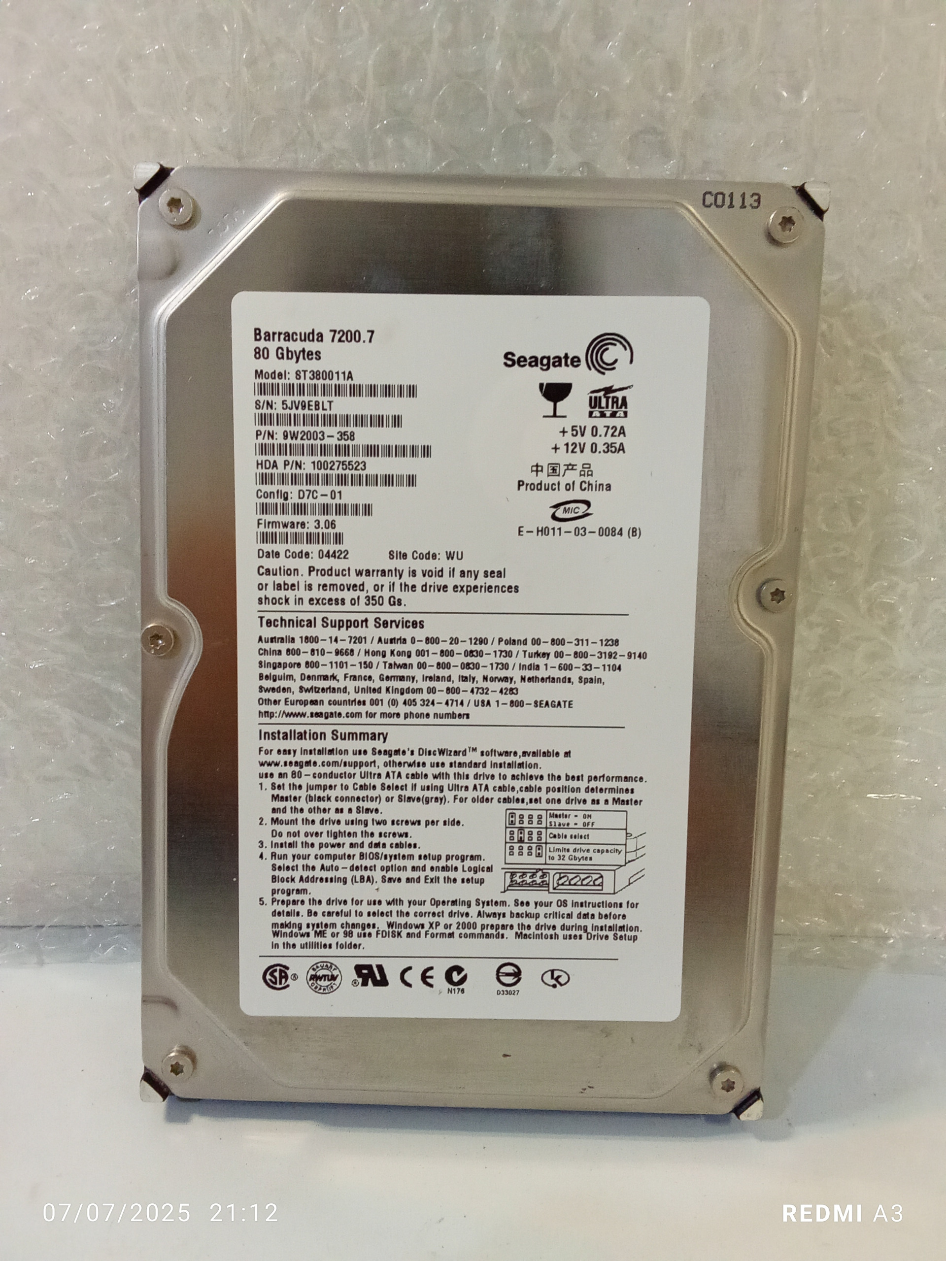 هارد 80 گیگ SEAGATE سلامت 100%