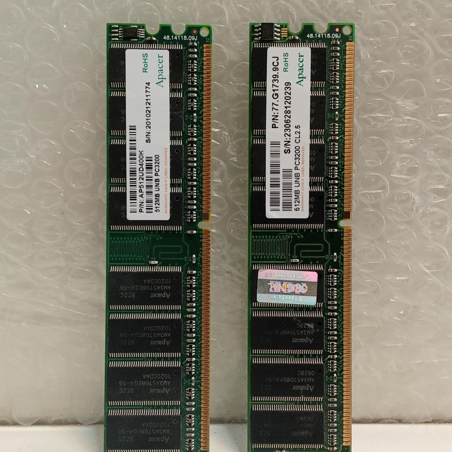 بسته 2 عدد رم 512مگ DDR برند APCER