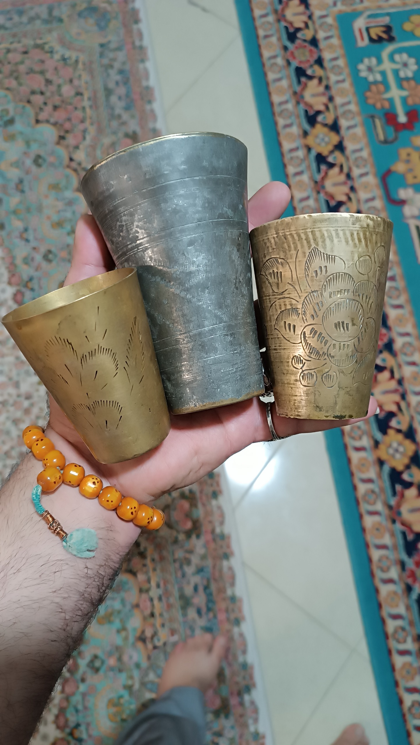 3 عدد لیوان برنجی و مسی قدیمی