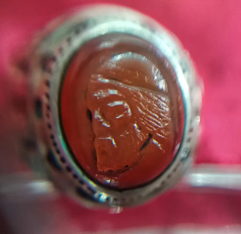 انگشتر نقره مرغی نگین حکاکی