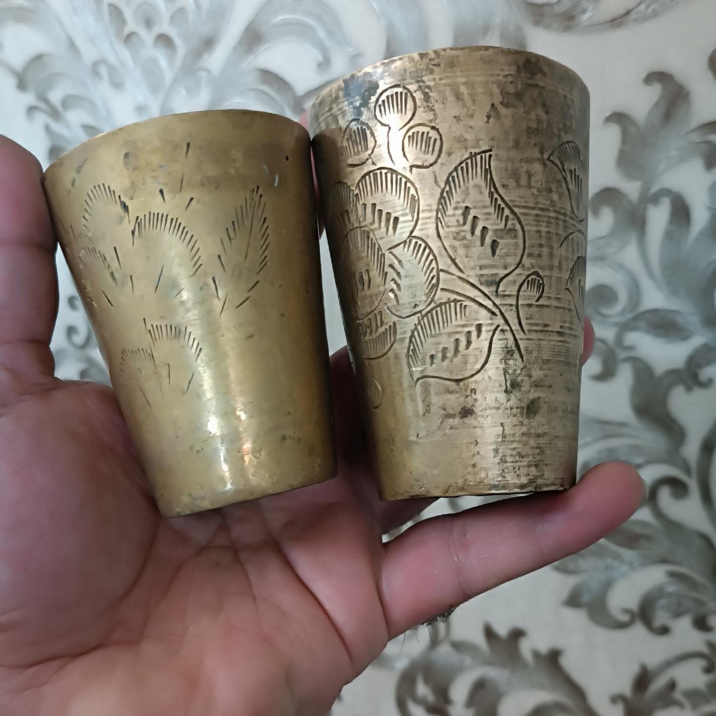 2 عدد لیوان برنجی قدیمی