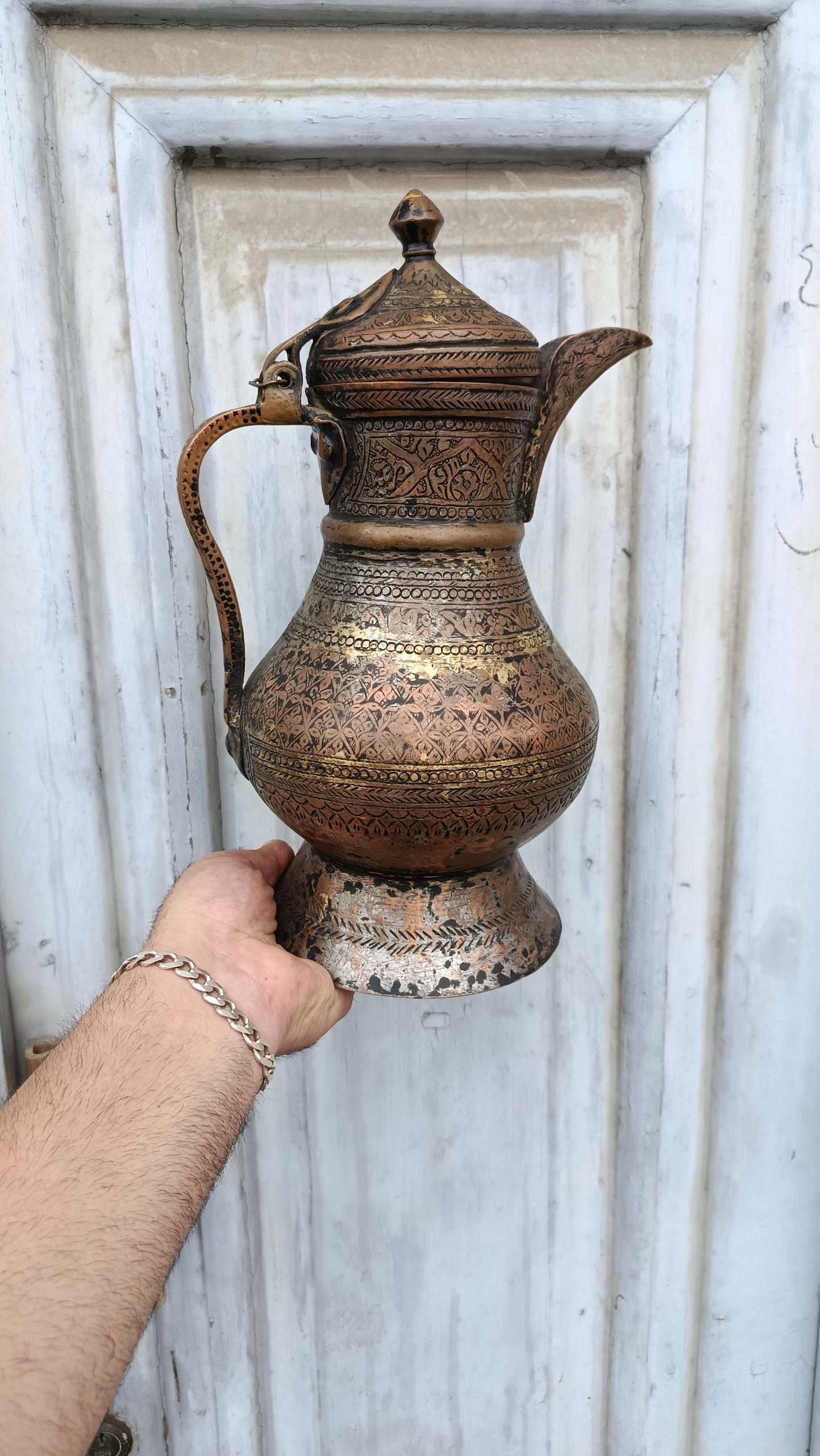 کتری صحرایی مسی قلمزنی