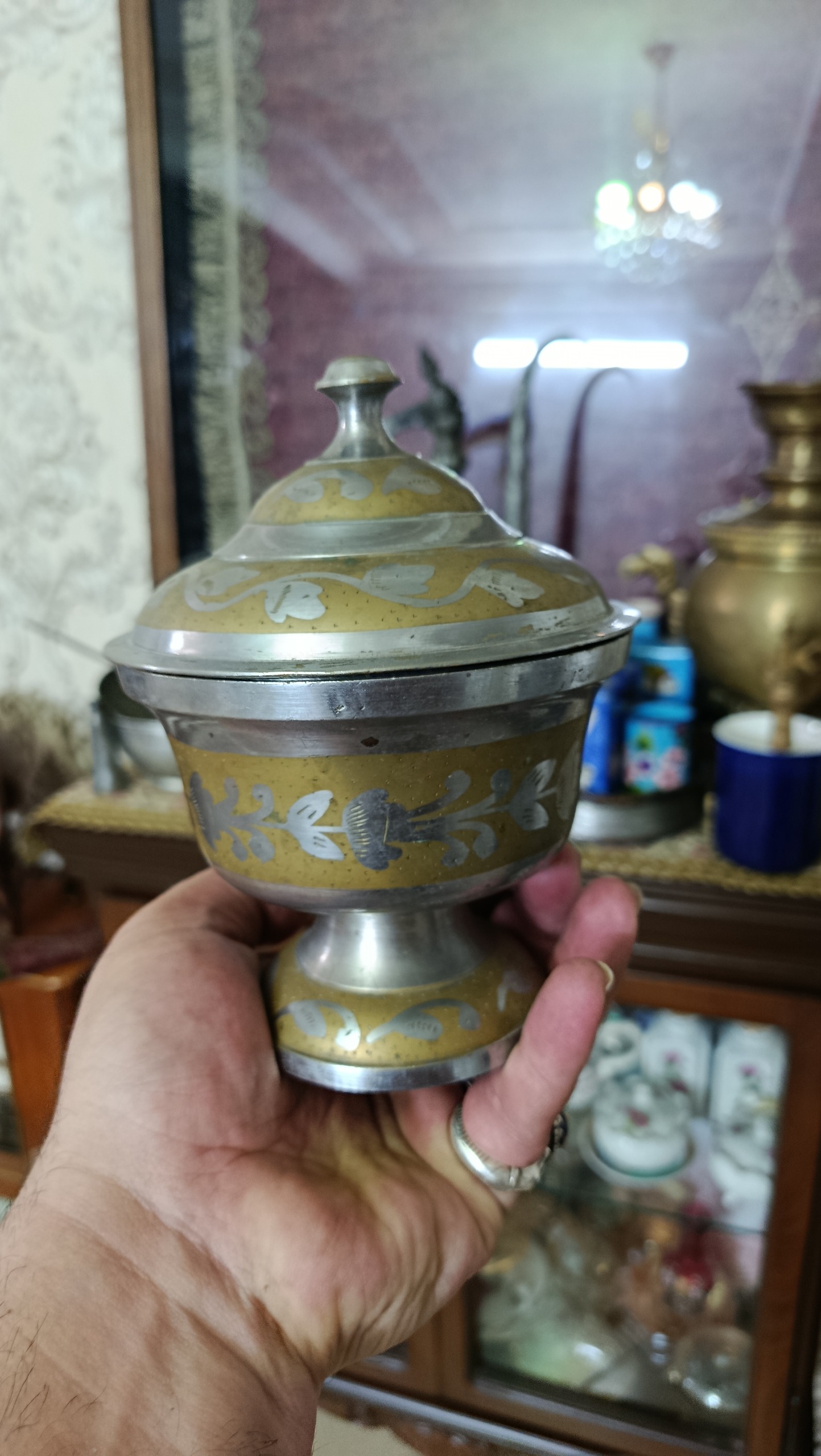 قندان برنجی قدیمی قلم