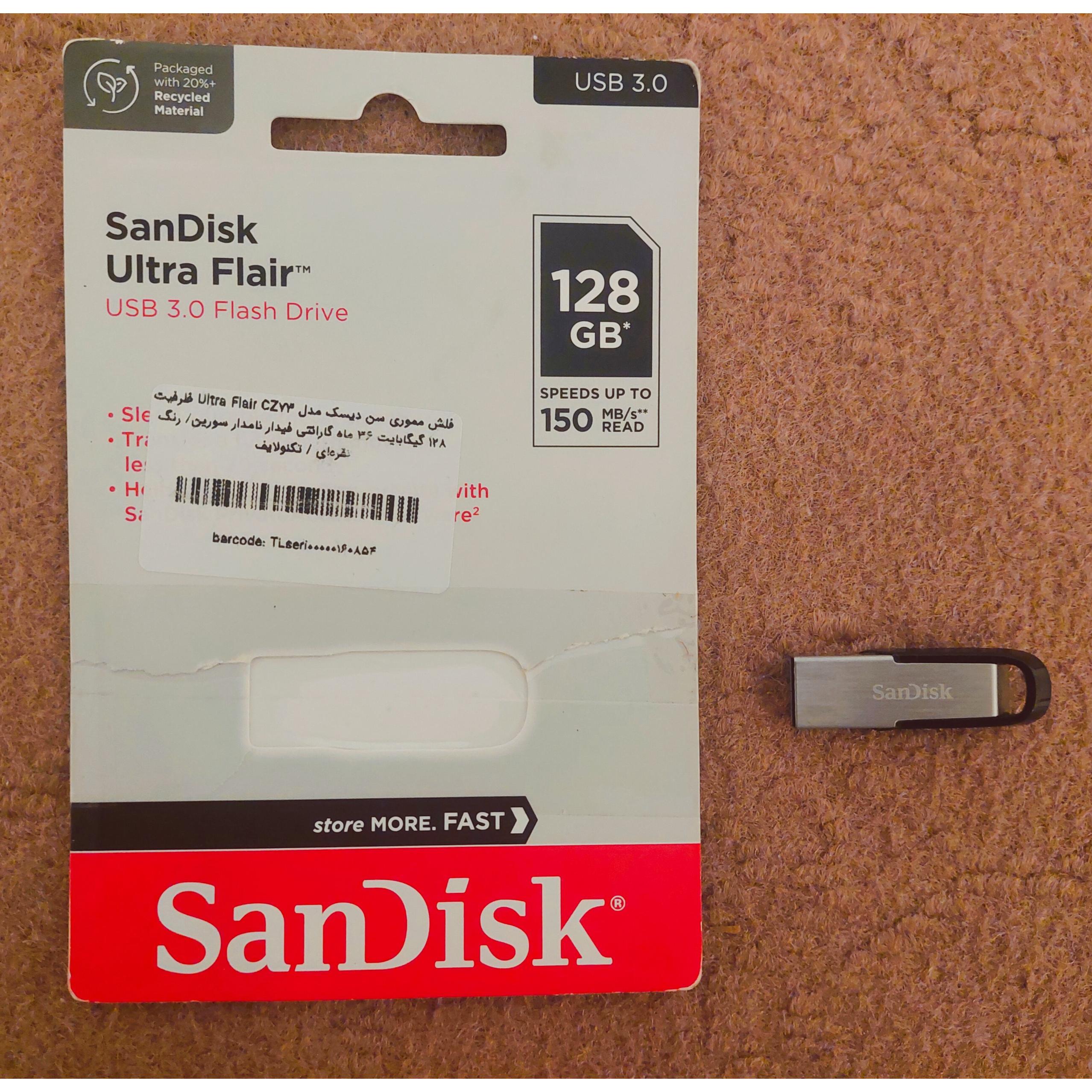 فلش 128 گیگ USB3 برند SanDisk دست دوم