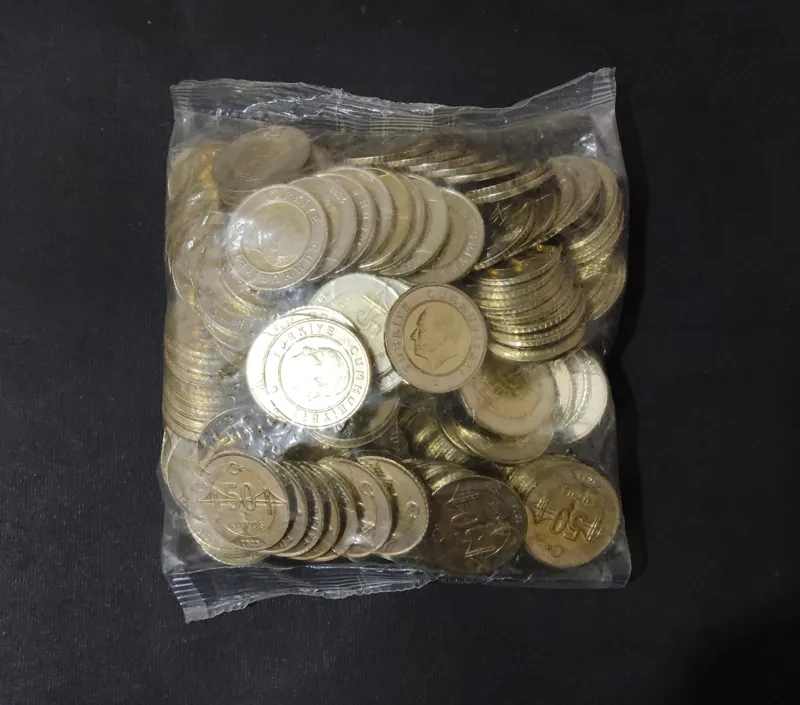 پک 100 عددی سکه 50 قروش ترکیه 2023 بای متال