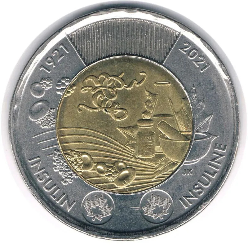 سکه یادبودی 2دلار کانادا 2021 (نایاب) کشف انسولین