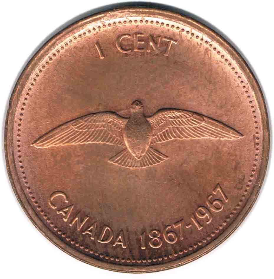 سکه یادبودی 1 سنت کانادا 1967 (بسیارکمیاب)
