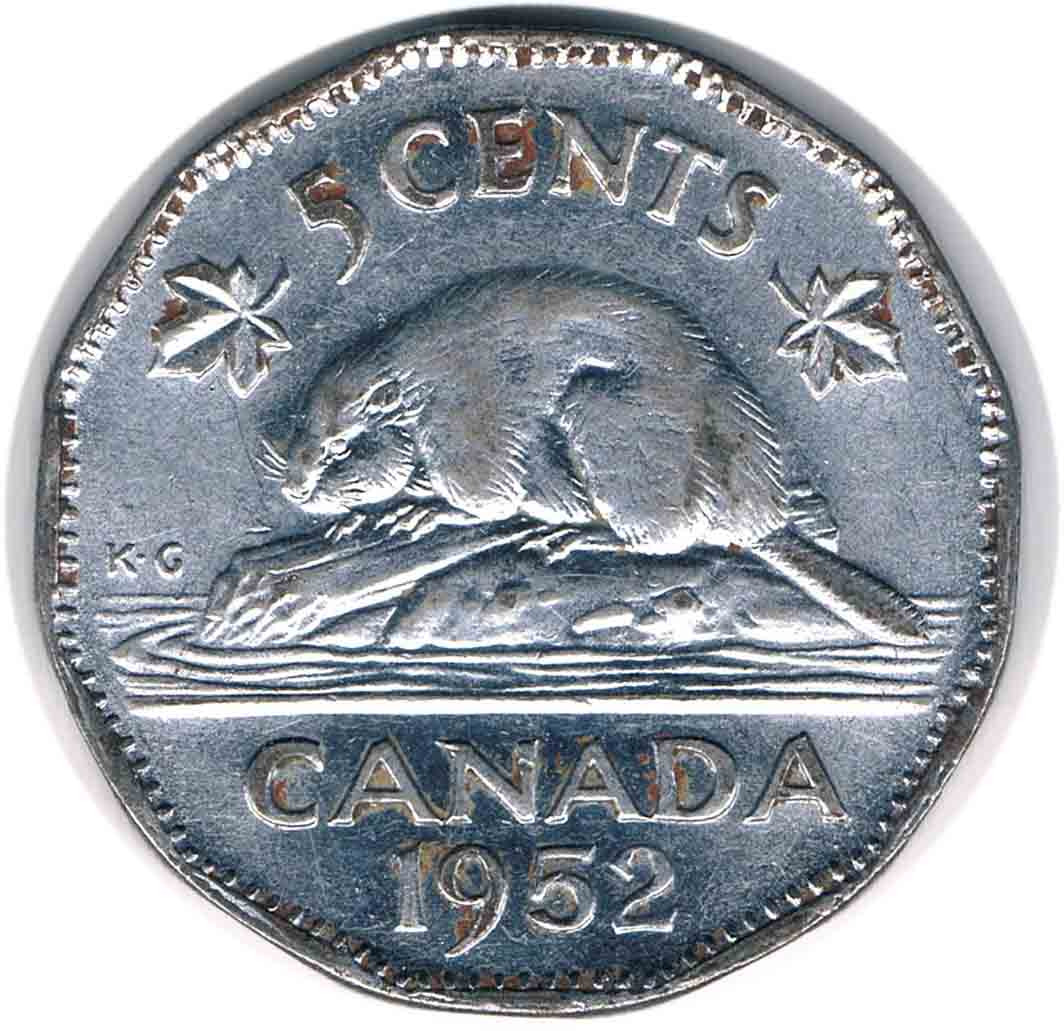 سکه 5 سنتی کانادا جرج ششم 1952 (نایاب)