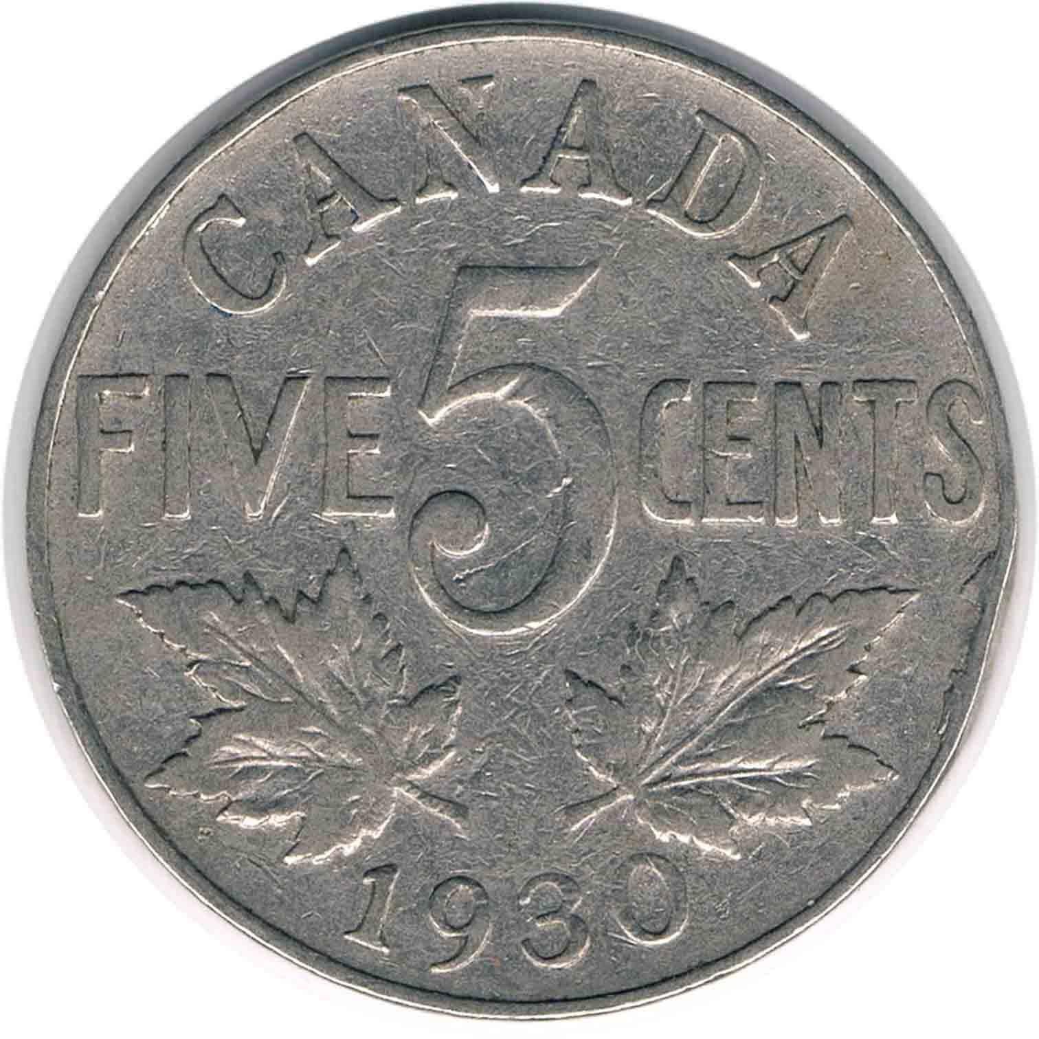 سکه 5 سنت کانادا جرج پنجم 1930 (نایاب)