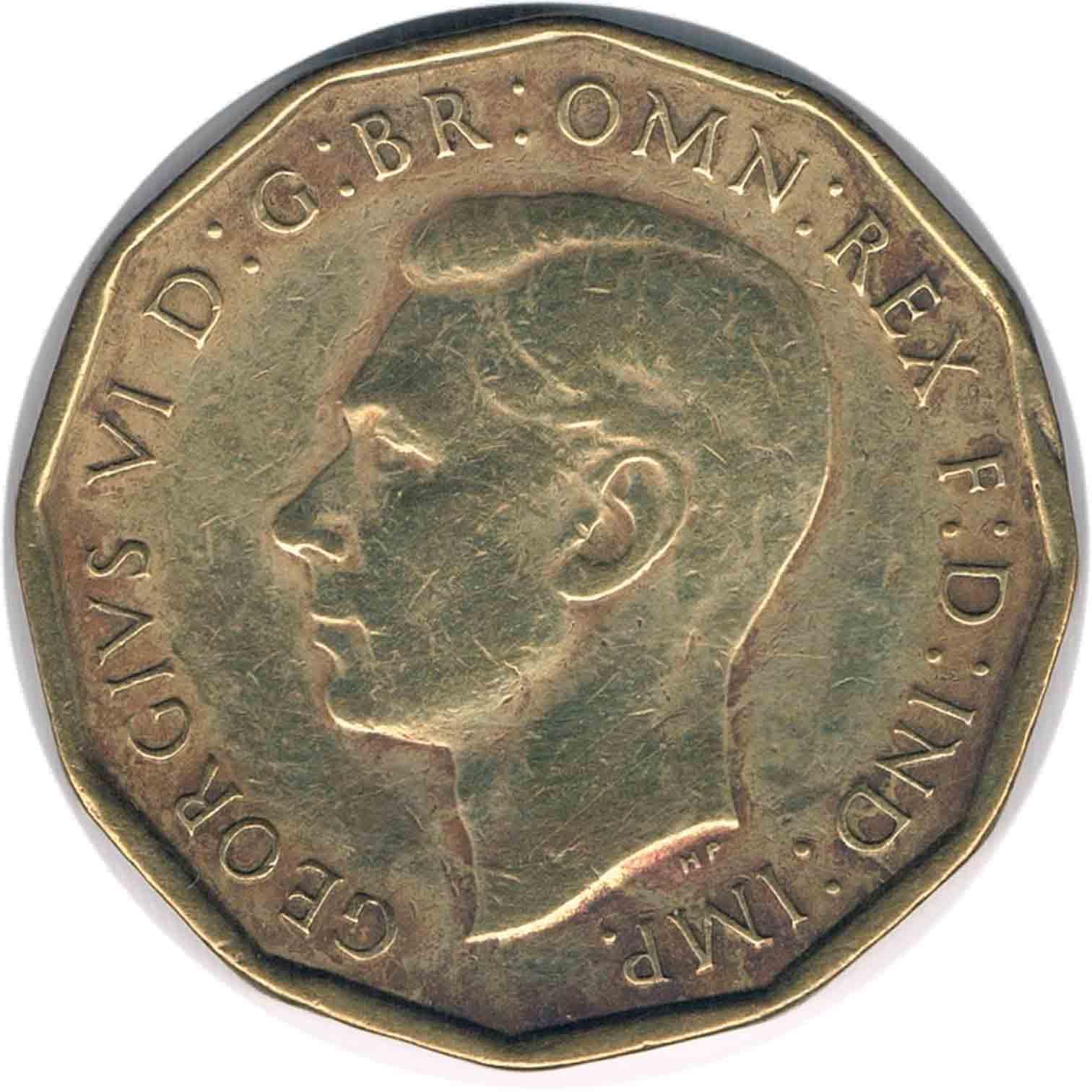 سکه 3 پنس بریتانیا 1944 جرج ششم (کمیاب)