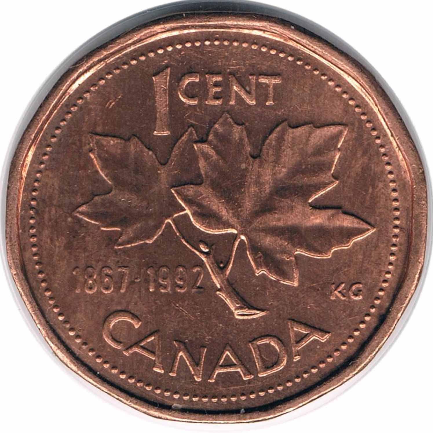 سکه 1 سنت یادبودی کانادا 1992 الیزابت دوم (نایاب)