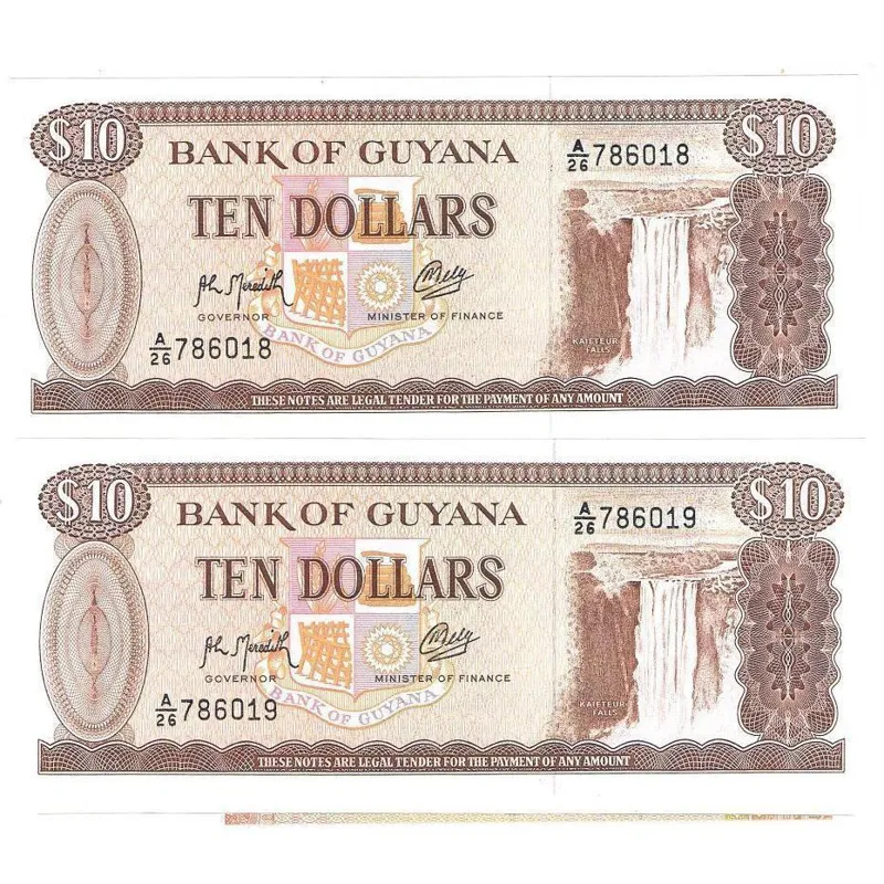 جفت بانکی اسکناس 10 دلار گویان 1966-1992