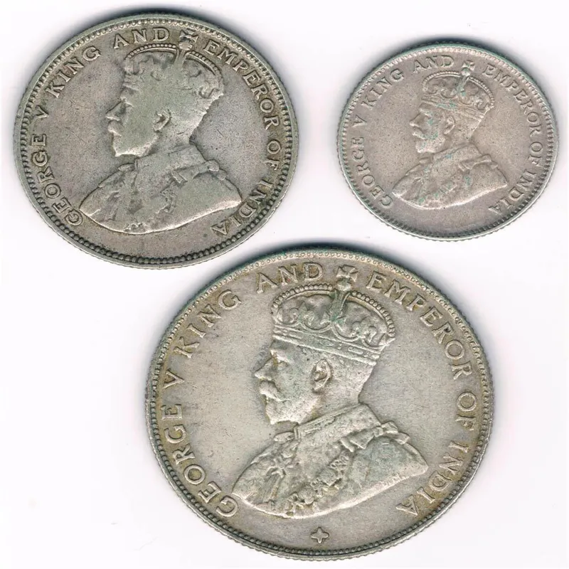 سکه های10و20و50 سنت نقره مالایا جرج پنجم (نایاب)