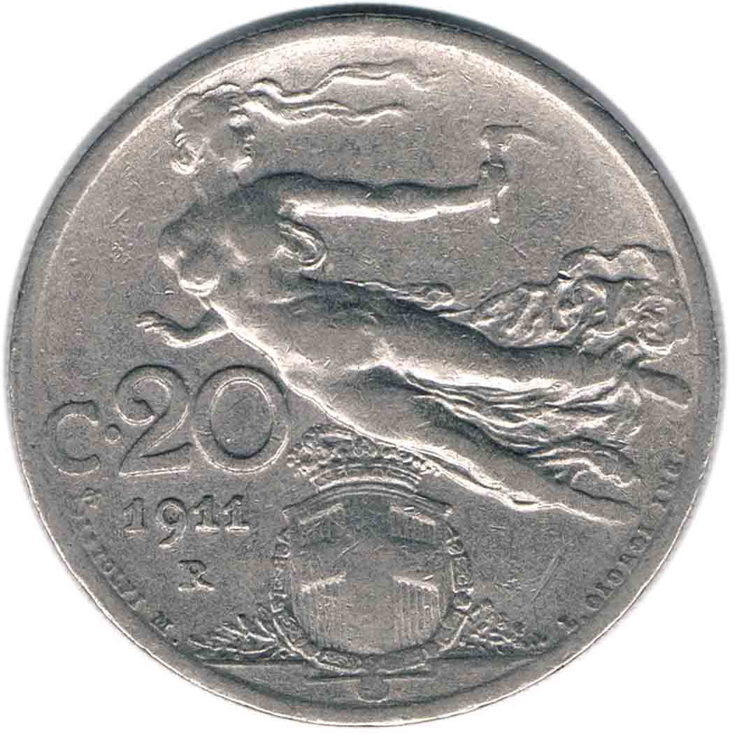 سکه 20 سنت ایتالیا 1911 امانوئل سوم (نایاب)