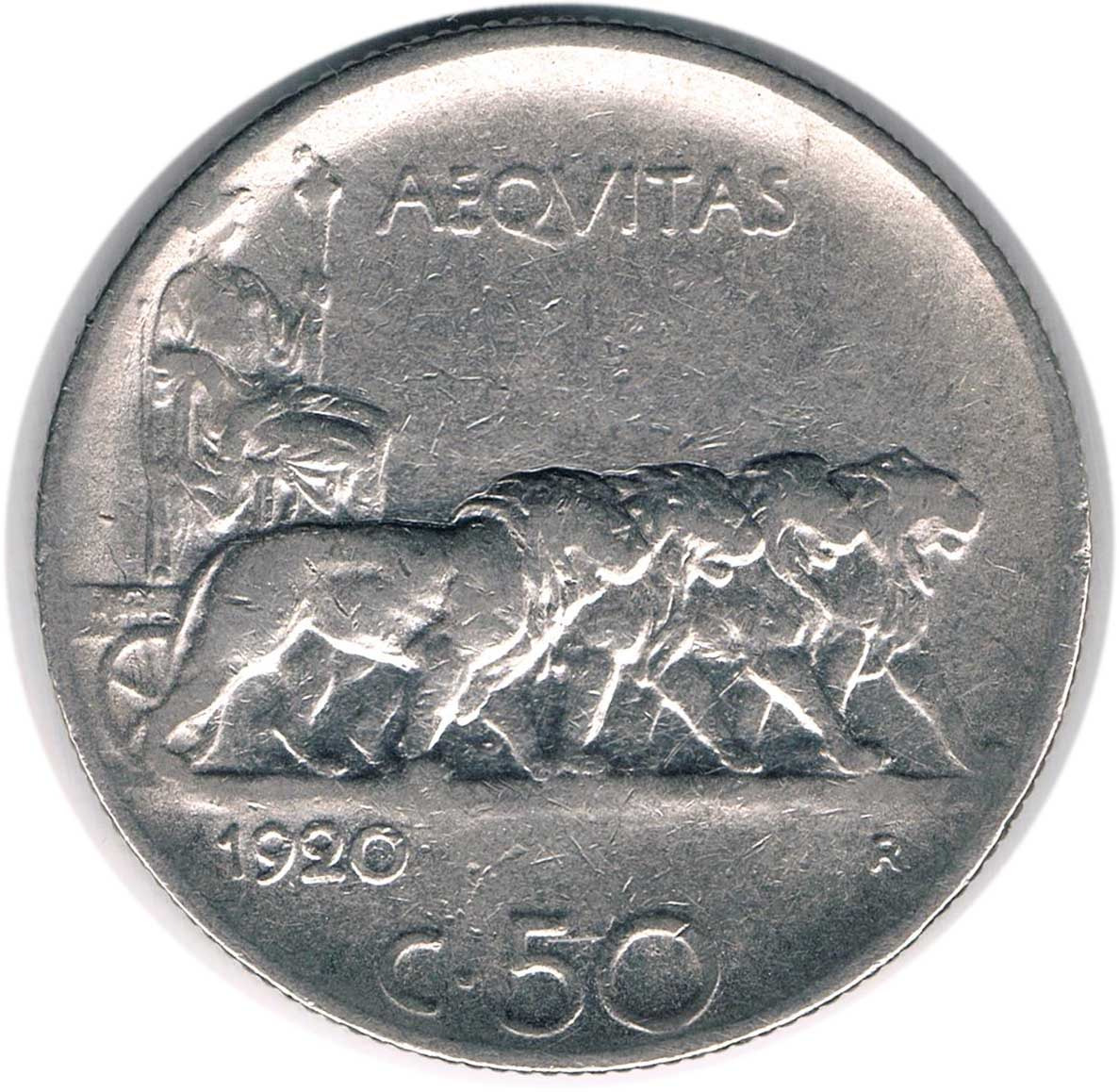 سکه 50 سنت ایتالیا 1920 (نایاب) امانوئل سوم