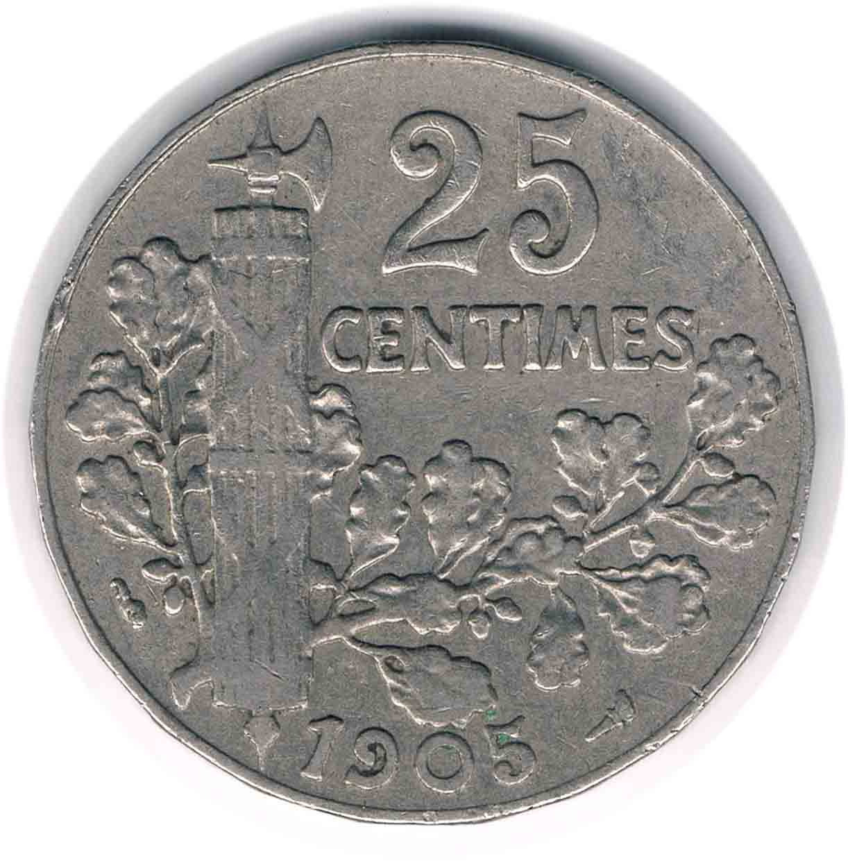 سکه 25 سنت فرانسه 1905 (نایاب)
