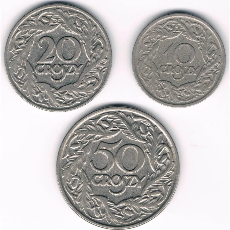 3 سکه 10 و 20 و 50 کروزی لهستان 1923 (کمیاب)