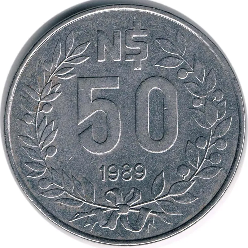 سکه 50 پزو اروگوئه 1989 (نایاب) جنس فلز استیل