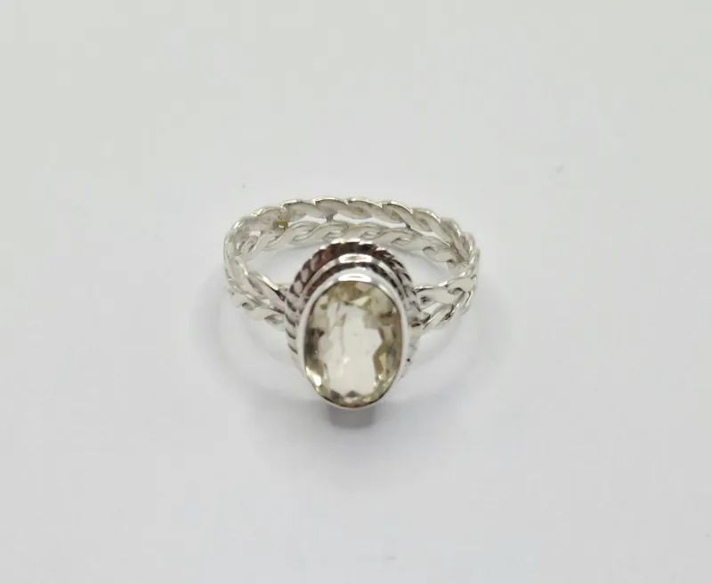 انگشتر نقره 925 دستساز با نگین سیترین معدنی حراج