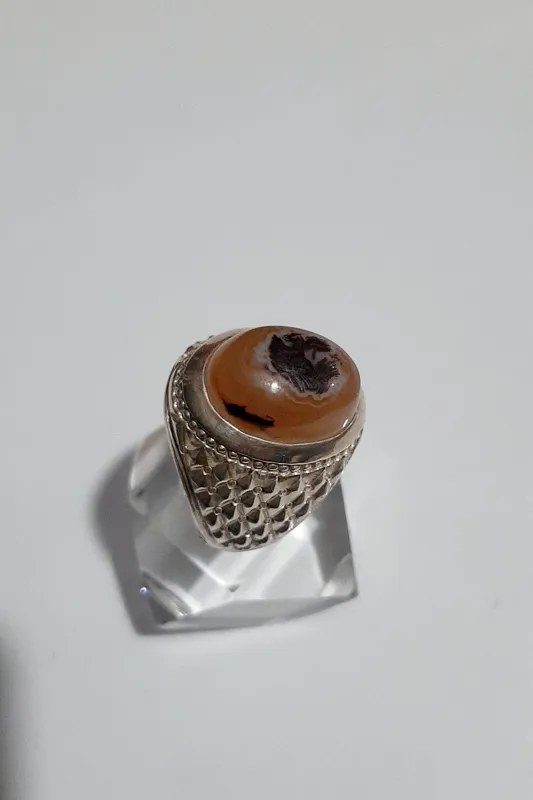 عقیق مصور پرنده سیمرغ توضیح رابخونید