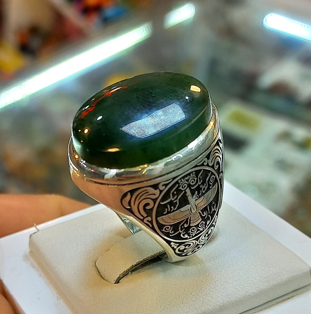 انگشتر یشم افغان آبدار درجه یک کلکسیونی