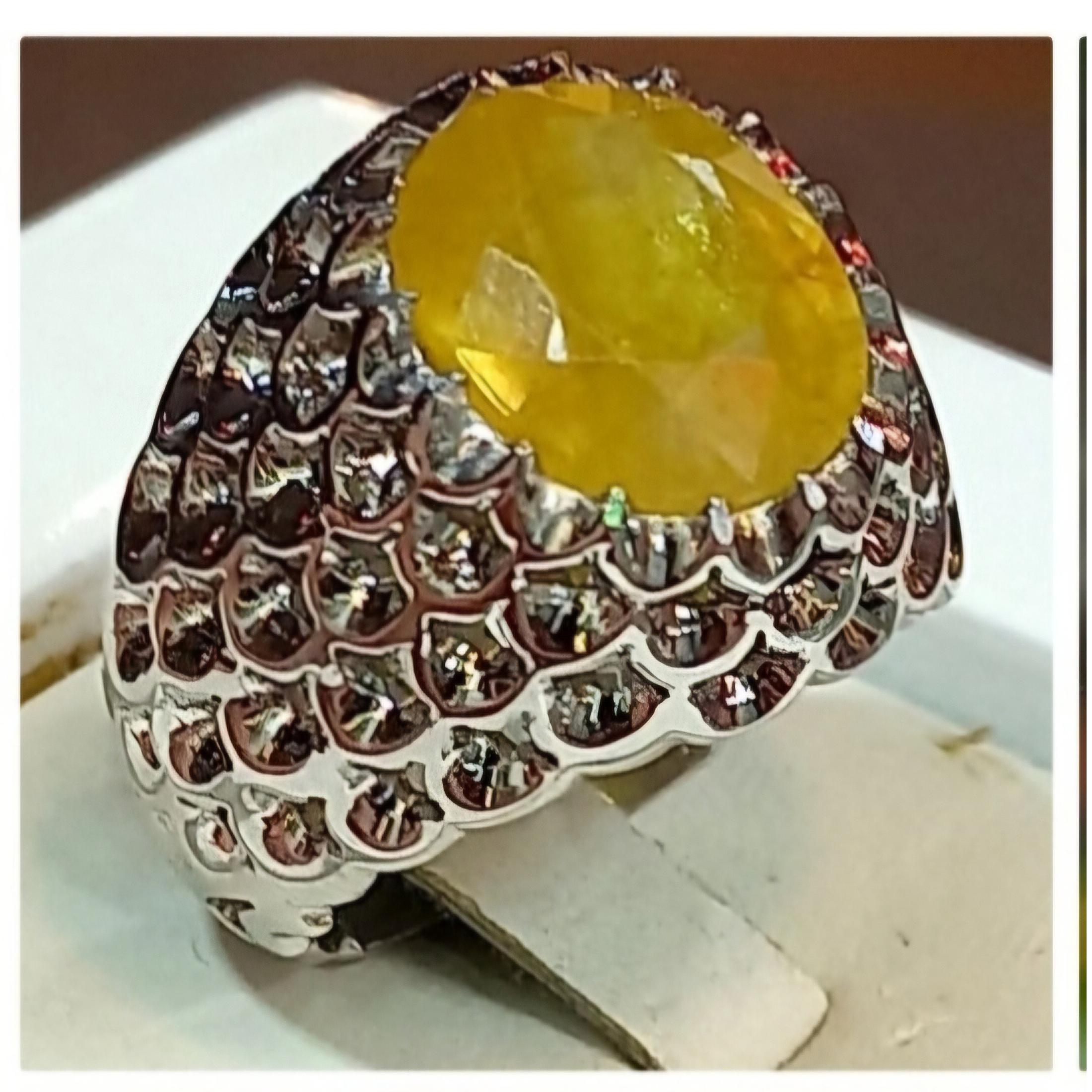 انگشتر یاقوت زرد درجه یک پولکی