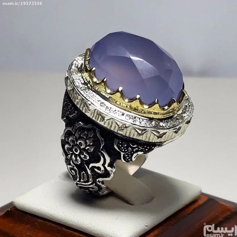 انگشتر درشت عقیق کبود اصل و معدنی کلکسیونی
