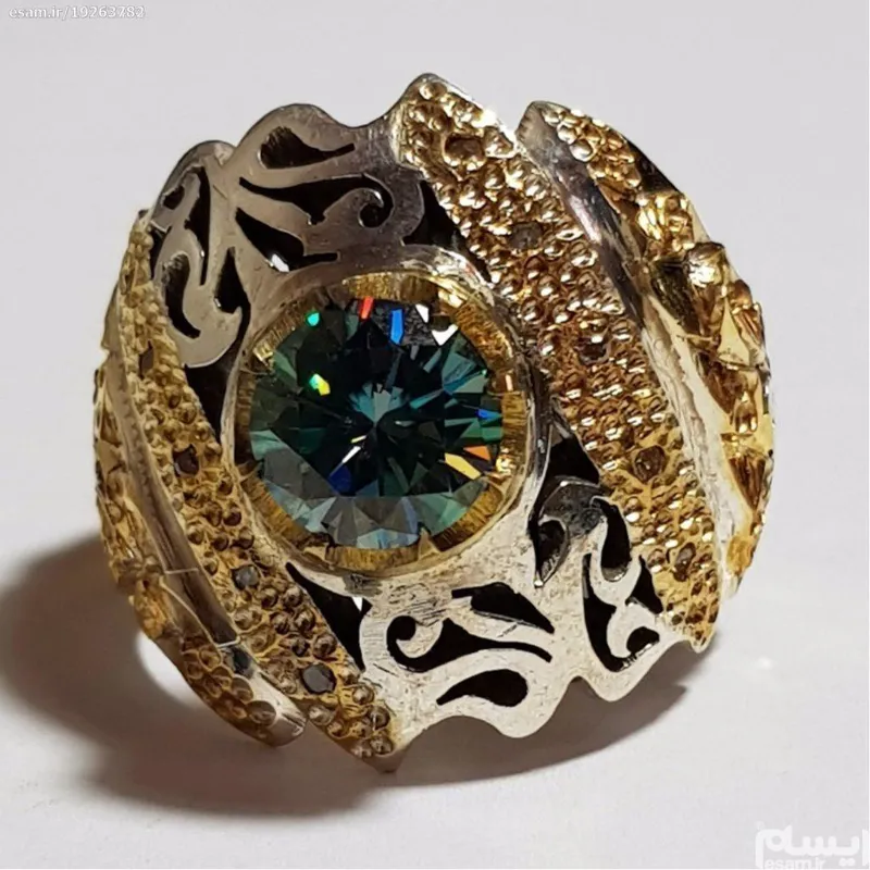 انگشترفاخرونفیس جواهری موزانایت روس طلعلو عالی