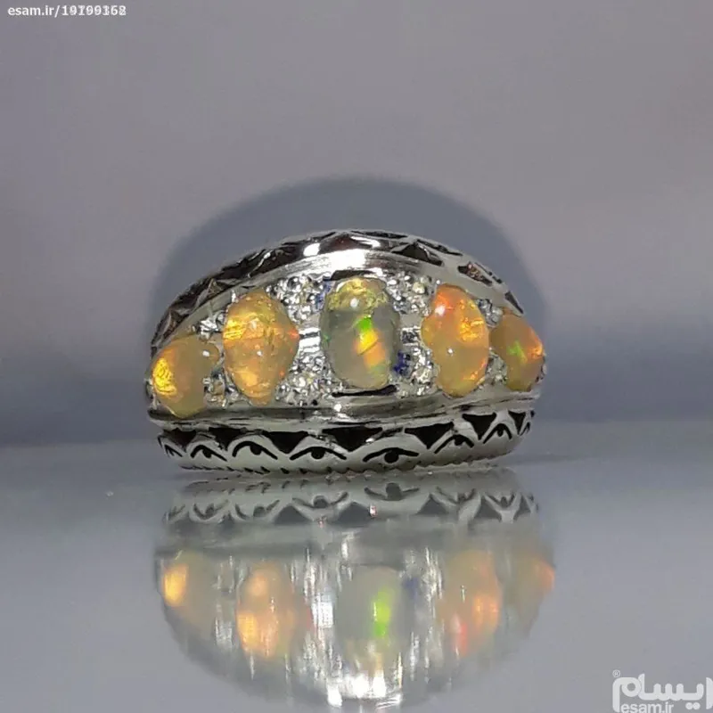 انگشتر فاخر پنج نگین اوپال اتشین
