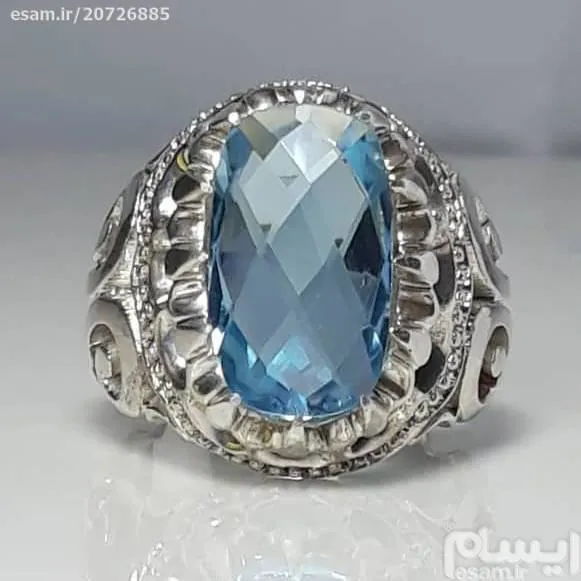 انگشترفاخرونفیس جواهری بلو توپاز سویئسی